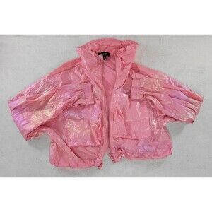 C'est Toi Pink Iridescent Windbreaker Jacket w/ Pockets Women's Small Y2K Sporty